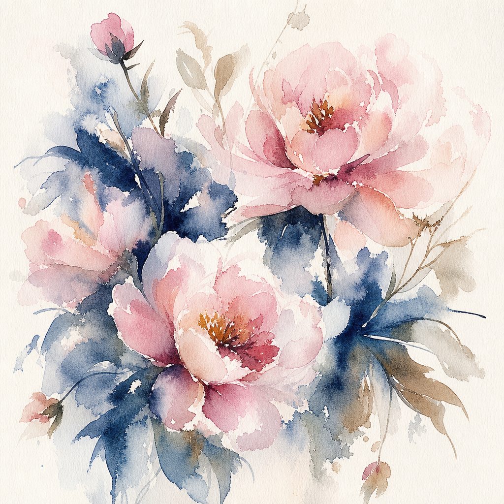 Watercolor abstract florals